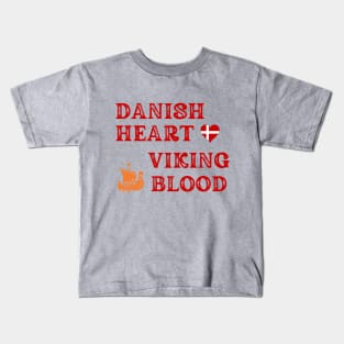 Danish Heart Viking Blood. Gift ideas for historical enthusiasts. Kids T-Shirt